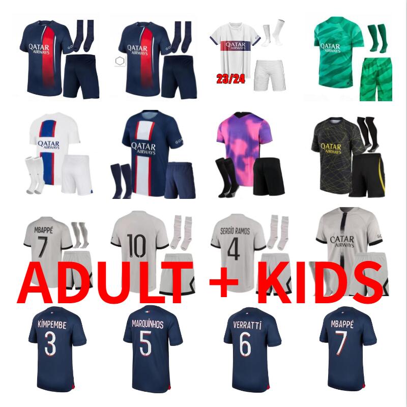 

2023 2024 psgs Paris soccer jerseys MBAPPE GANA SERGIO RAMOS VERRATTI 22 23 24 MARQUINHOS KIMPEMBE WIJNALDUM DI MARIA KEAN football tops men shirt adult kids kit