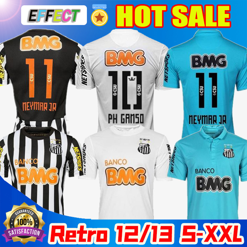 

2012 2013 Santos retro soccer jerseys 11 12 13 NEYMAR JR Ganso Elano Borges 1912 2011 Felipe Anderson vintage classic football shirts jersey, 12-13 home white