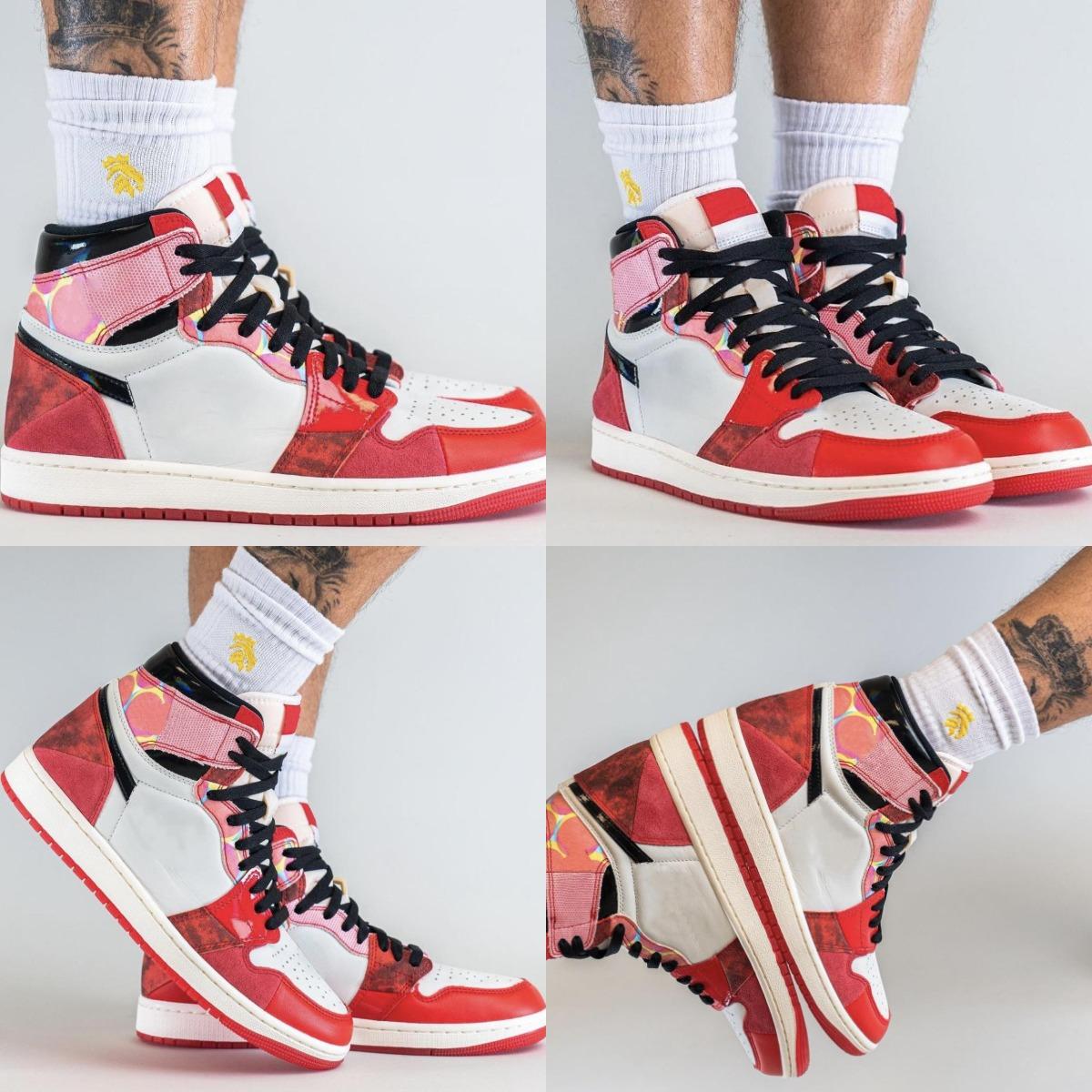 

1 1s Spider-Verse Basketball Shoes Designer Men Women High Og Sneaker DV1748-601 University Red Black White Spider Verse Trainers Sport Sneakers 36-47, Color#1