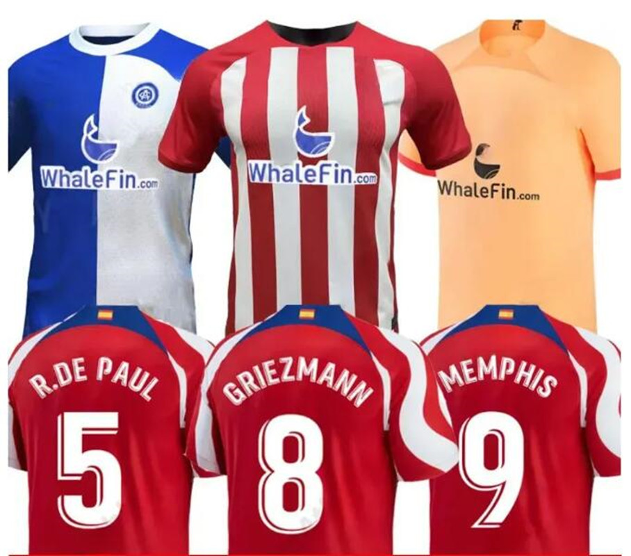 

22/23 GRIEZMANN R. DE PAUL home away Mens soccer jerseys 2023 120th Anniversary . LLORENTE Correa camiseta football shirts uniforms