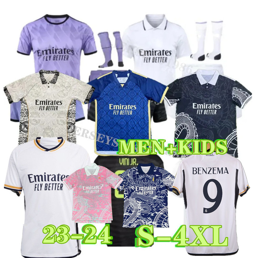 

22 23 24 BENZEMA Soccer Jerseys BELLINGHAM reAL mADRIds 2023 2024 VINI JR kit camiseta CAMAVINGA TCHOUAMENI football shirt kids sets uniform fans player S-4XL