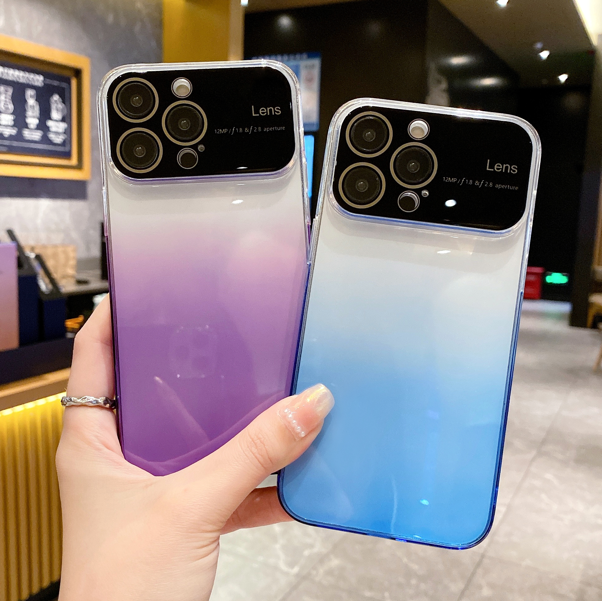 

Luxury Gradient Color Large Camera Len Protection Case For IPhone 11 12 13 14 Pro Max Plus Soft TPU Shockproof Back Cover Capa