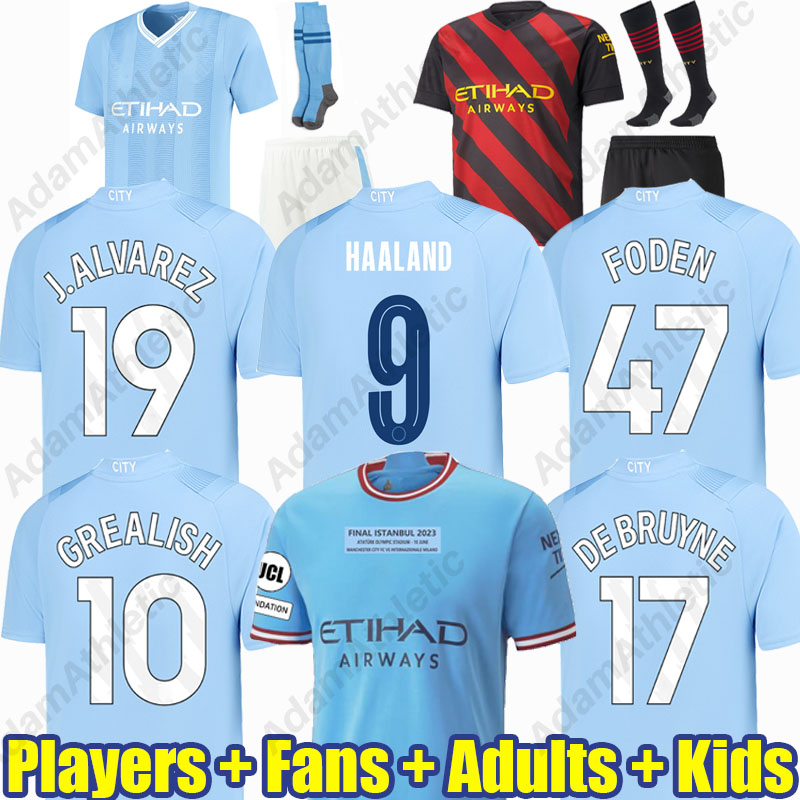 

HAALAND Final Jersey champions 23 shirt DE BRUYNE FODEN GREALISH football shirts treble winners 22/23 kids kit player version J.ALVAREZ BERNARDO GUNDOGAN jersey 2023, 22-23 away