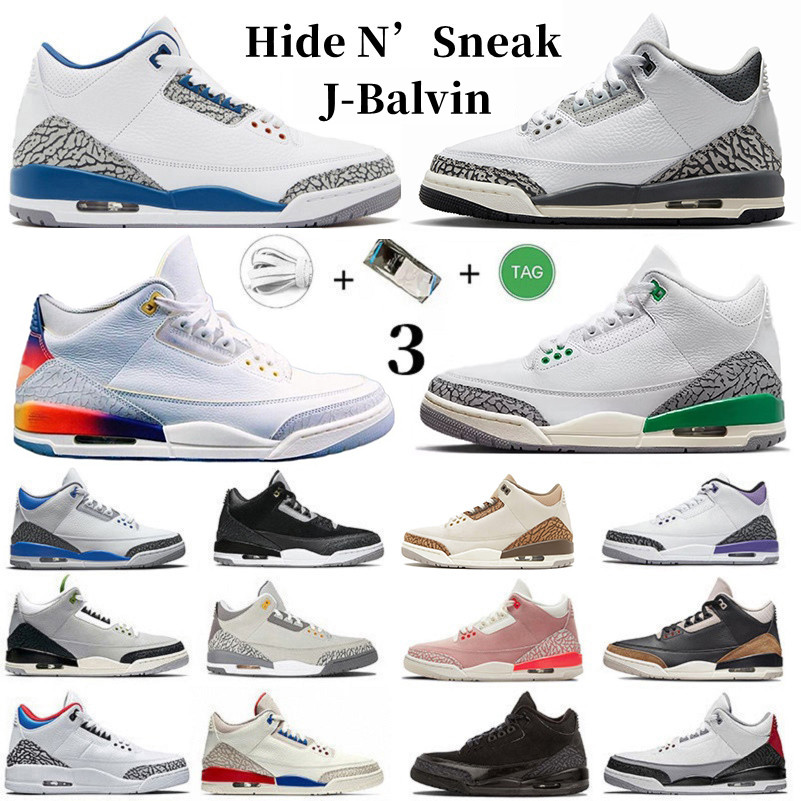 

J Balvin jumpman 3 3s Wizards mens basketball shoes Hide N Sneak Palomino White Cement Reimagined Fire Red Luck Green Black Cat men women trainer sports sneakers, Color#28