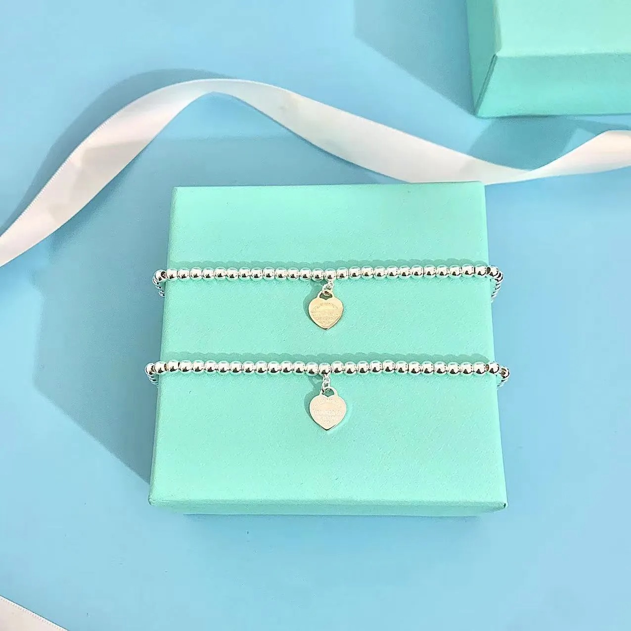 

Luxurys Brand beaded bracelets Original Fashion Designer Bracelet Women's Signature T Heart Bracelets love tag classic ball chain gold man woman Designer jewelry