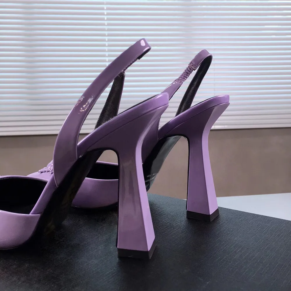 

2023 Dress Shoes latest fashion Pink Patent Leather high heels shoes pointed decorative pump 11cm Dress dinner shoes Luxury Designer Sandals, Purple