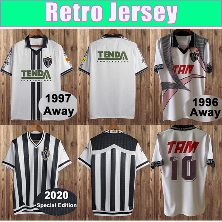 

1996 Atletico Mineiro Soccer Jersey Mens Retro Away White Short Sleeve Football Shirt Uniforms, Fg8345 1996 away