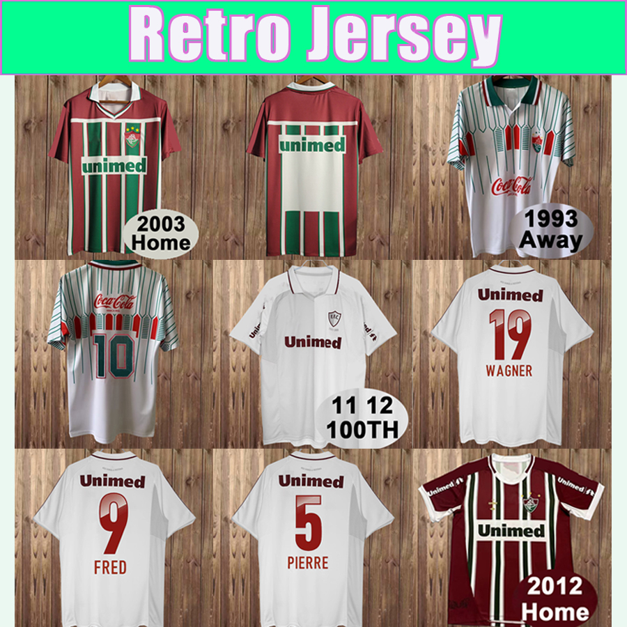 

2009 Fluminense Retro Soccer Jersey FRED PIERRE JEAN W. NEM WAGNER Home 100th Short Sleeve Football Shirt, Fg11909 2003 home
