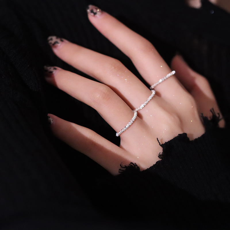 

925 Silver Sparkling Ring Simple Style Decorative Finger Ring Women Fashion Jewelry