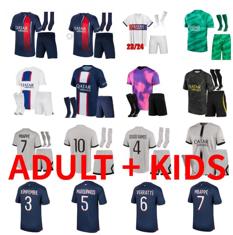

22 23 24 Paris MBAPPE pSgS soccer jerseys 2023 2024 WIJNALDUM SERGIO RAMOS HAKIMI fourth Maillots de football kit VERRATTI Neymar Jr third 4TH shirt Men kids Kits