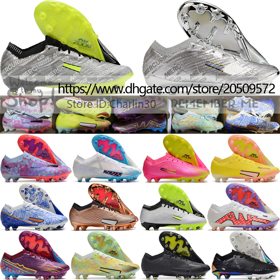 

Send With Bag Quality Football Boots Zoom Mercurial Vapores 15 Elite AG Training Soccer Cleats Mens Mbappe Ronaldo CR7 25th Anniversary Lithe Football Shoes US 6.5-12, 11