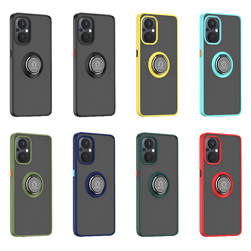 

Matte Shockproof Phone Cases For OPPO Reno 8 9 10 Pro Max A94 A93 A92 A76 A74 A72 Full Protective Multifunction Ring Holder Kickstand Cellphone Case, Yellow