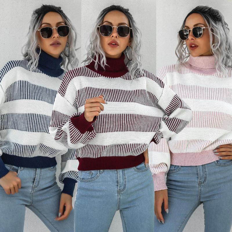 

Women' Two Piece Pants Autumn Striped Turtleneck Sweater Pencil Sets Women Long Sleeve Casual Clothing Winter Loose Knited Shirt Jeans, Only blue jeans