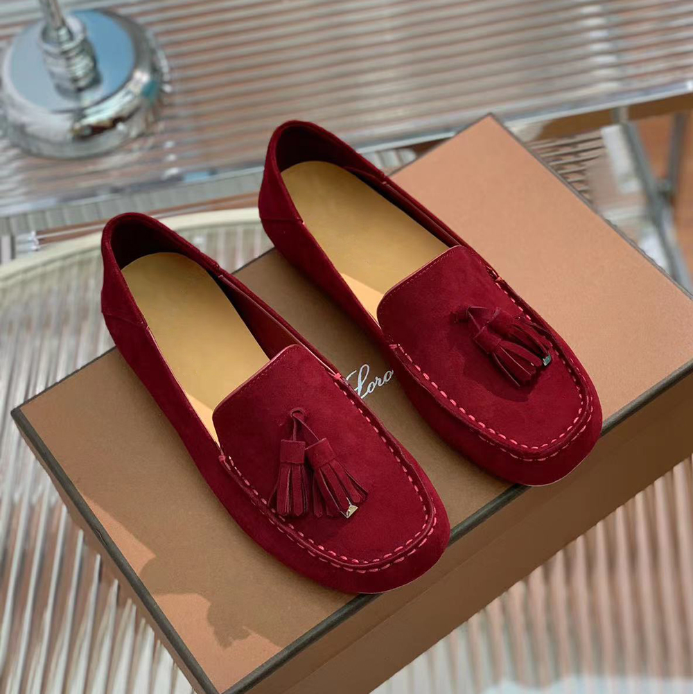 

LP women's dermis flat Dress shoes suede Moccasins loafers Bean sole shoes Luxury designers casual slip on flats factory footwear with box, Black