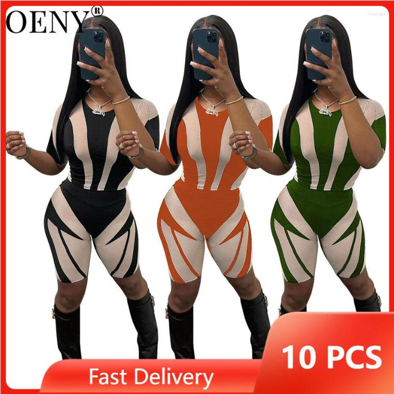 

Women' Tracksuits 10 Pcs Women Splicing 2-piece Set Outfits Round Neck Short Sleeve Bodice Snug And Comfortable Shorts Wholesale Items Bulk, Black