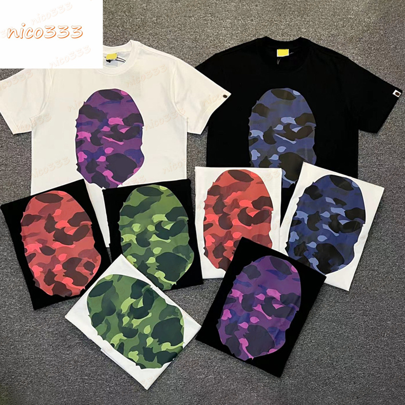 

23ss new t shirt camouflage letters animal head print pattern cotton loose large size street versatile men women short sleeve, #31