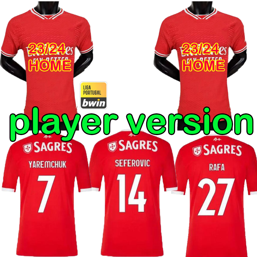 

player version Benfica soccer jerseys SEFEROVIC WALDSCHMIDT EVERTON PIZZI RAFA DARWIN G.RAMOS 2023 2024 Home Away Men kids kit Football shirts OTAMENDI 888, Yellow