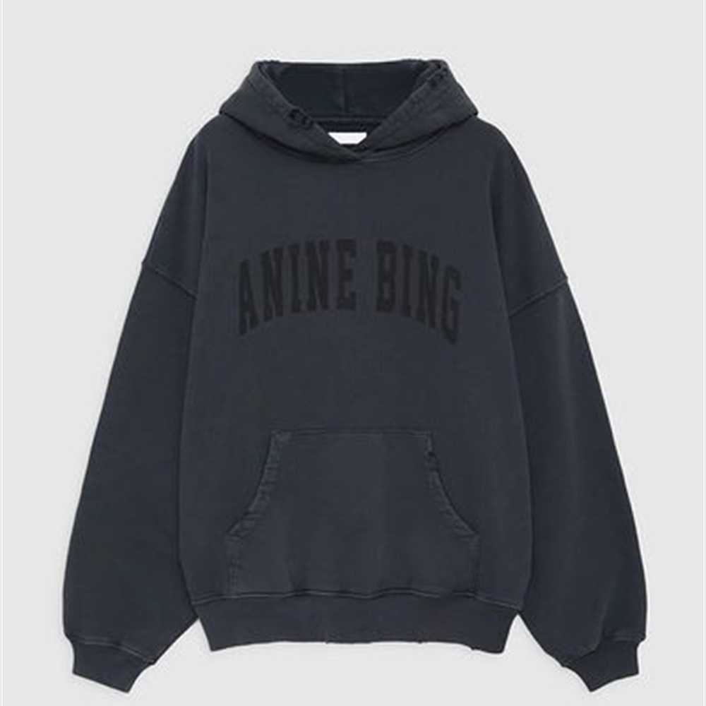 

23SS ANINES bing Women Desginer Fashion Cotton Hooded New AB Classic Letter Print Wash Water Stir Fry Color Snowflake Loose Sweatshirt VIAA DWOZ, Black