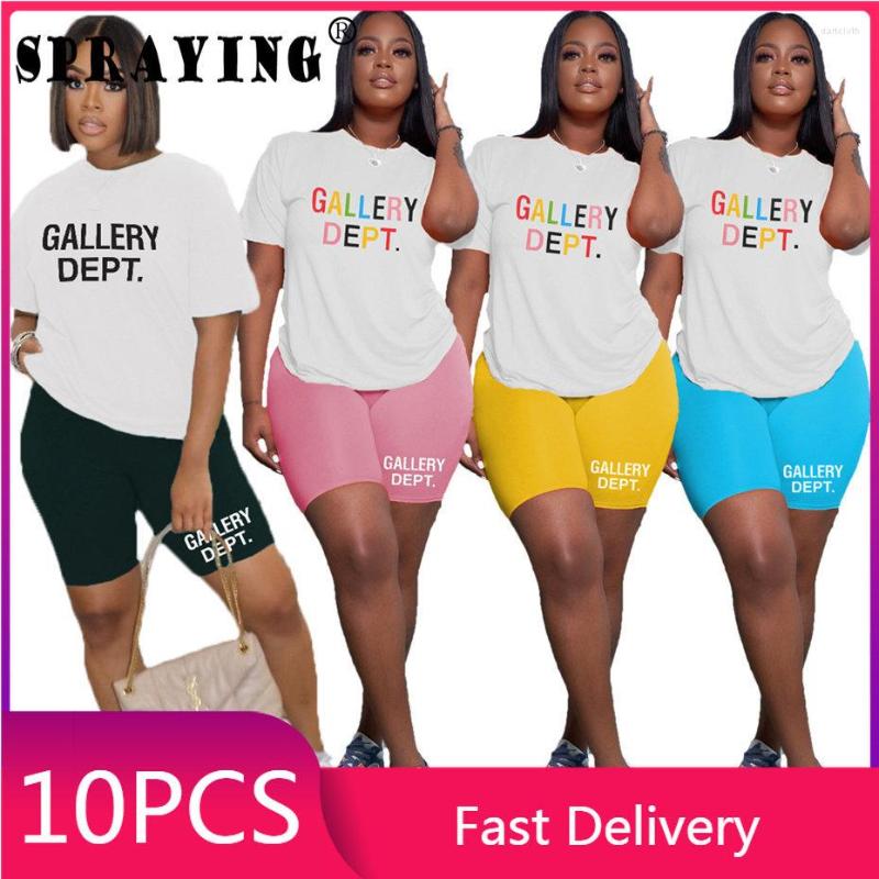 

Women's Tracksuits 10Sets 2023 Summer Women T Shirt Short Bulk Items Wholesale Lots Letter Printing Casual Two Piece Set Outfits S11253, Mix color