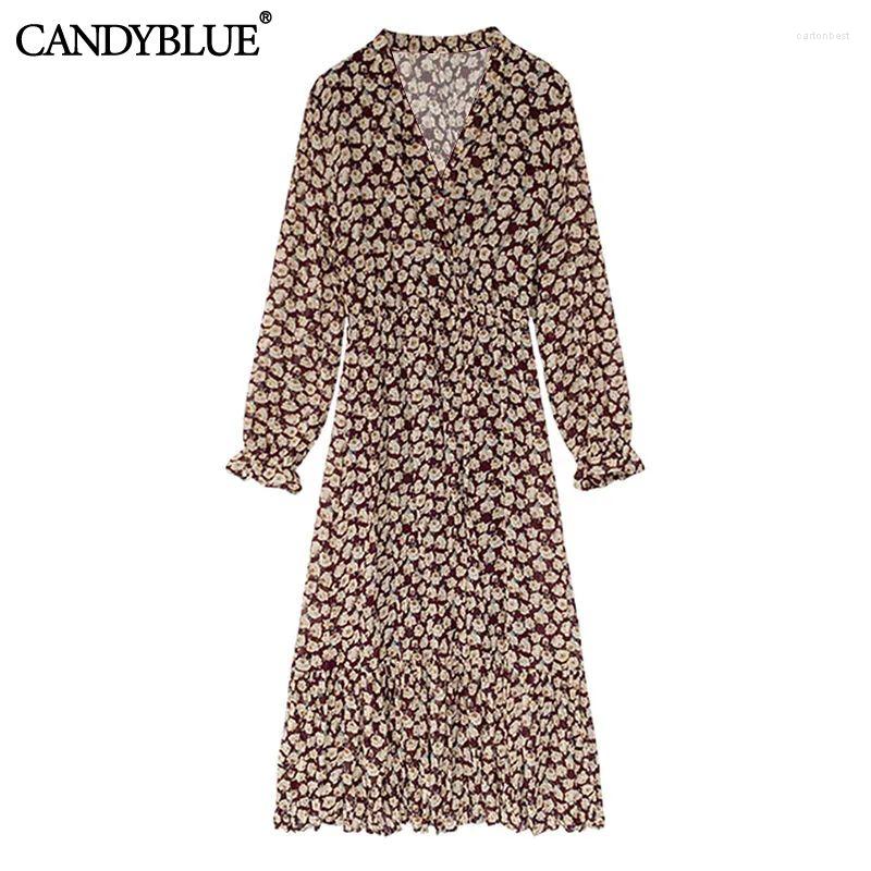 

Casual Dresses 2023 Small Floral Skirt Women' Collect Waist Broken Flower Chiffon Dress French Vintage Print Bottomed Summer Dresse, Multi