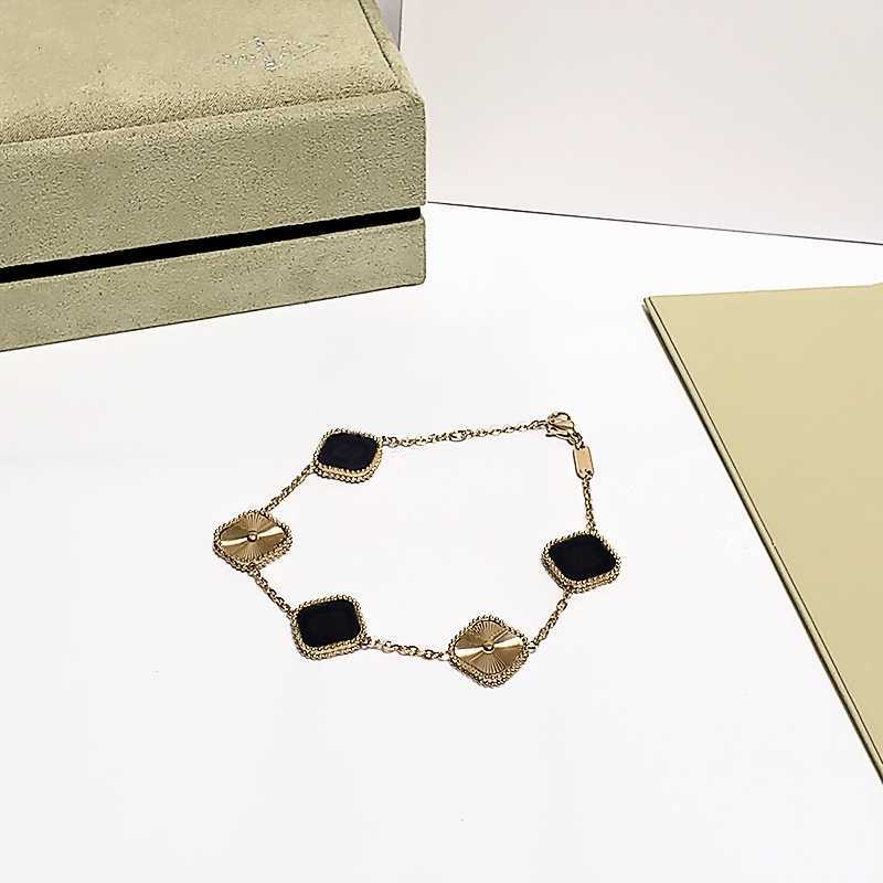 

Luxury Classic 4/Four Leaf Clover Charm Bracelets Designer Chain 18K Gold Mother-of-Pearl for Girl Women Wedding Birthday with Gift Bag