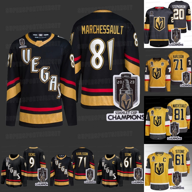 

Vegas 2023 Stanley Cup Champions Golden Knights Hockey Jerseys 81 Jonathan Marchessault Stephenson Mark Stone William Karlsson Pietrangelo Phil Kessel, Away+chanpions patch