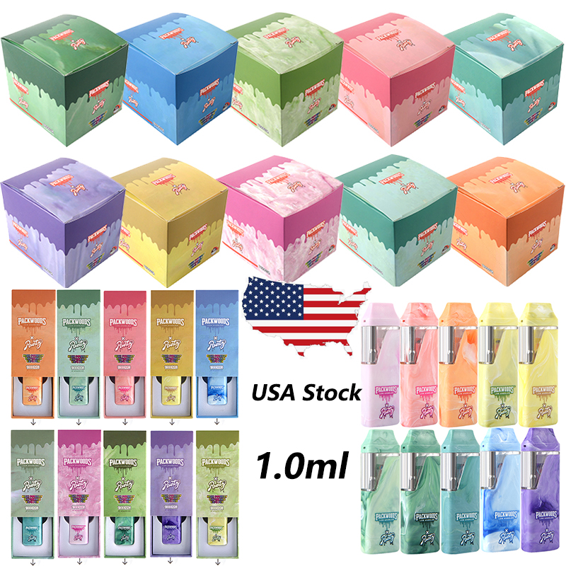 

Packwoods Marble Rechargeable Disposables E cigarettes Vapes Pens Device Pods Kits 1.0ml empty Pod 380mah Vape Pens 10flavors USA Stock