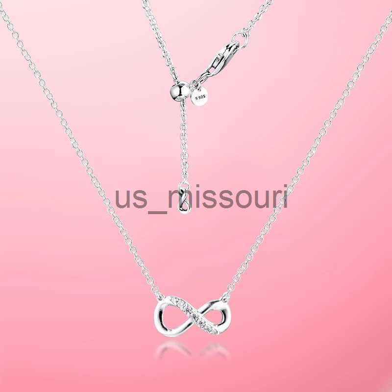 Pendant Necklaces Sparkling Infinity Collier Pendant Necklace Chain For Women Men Genuine 925 Sterling Silver Fit Pandora Style Necklaces Gift Je-image-875930809