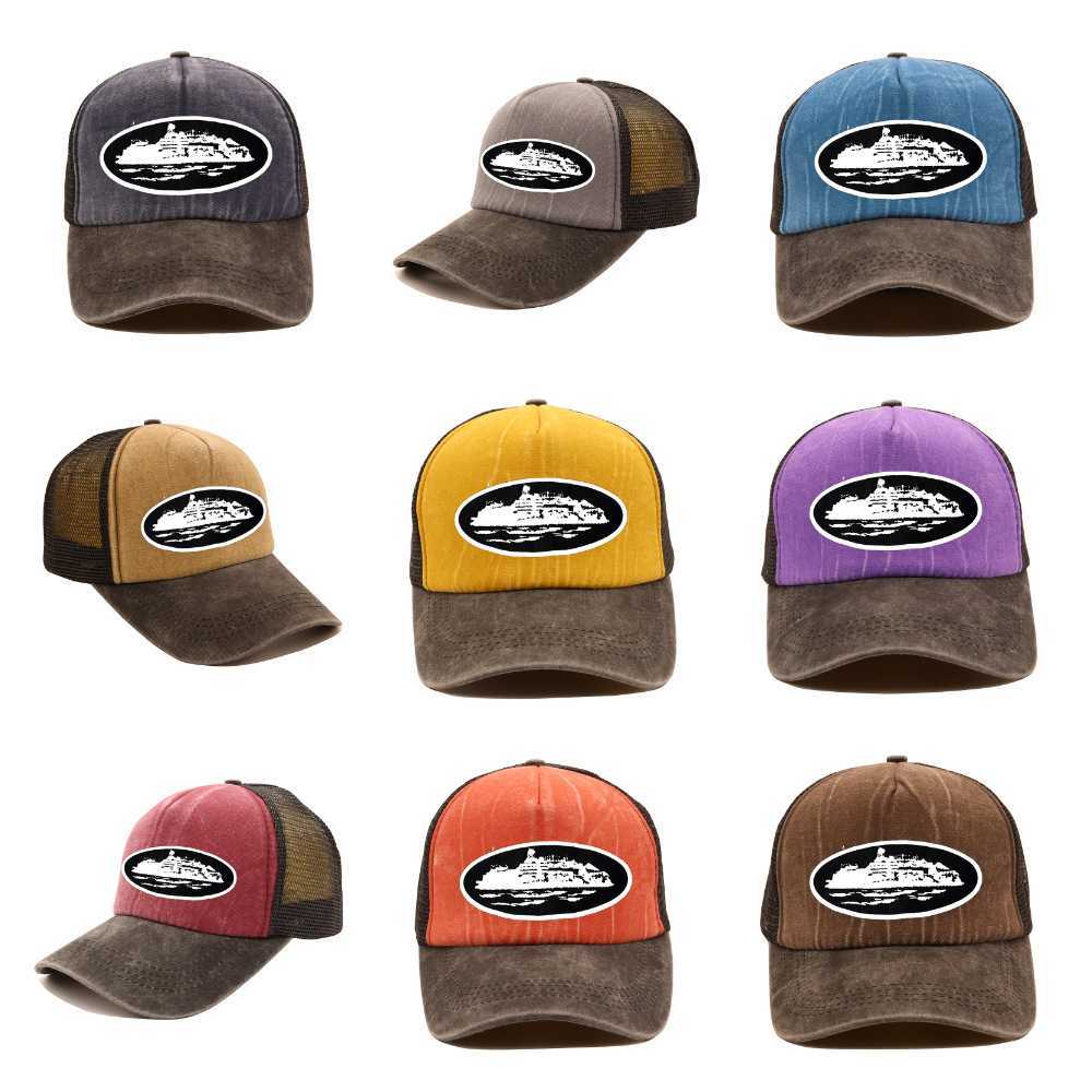 

Corteiz American Tide brand Truck Cap CRTZ print washed fashion baseball cap Retro casual hat, Navy blue