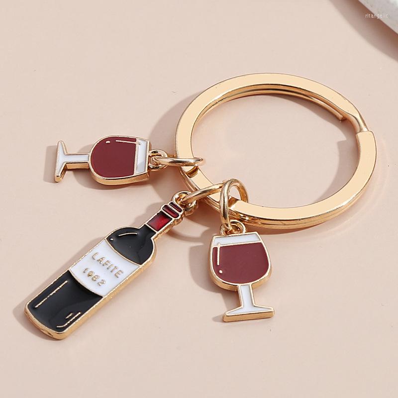 

Keychains 10pcs Llaveros Red Wine Beer Drip Oil Keychain Cola Sprite Men Car Key Accessories Wholesale
