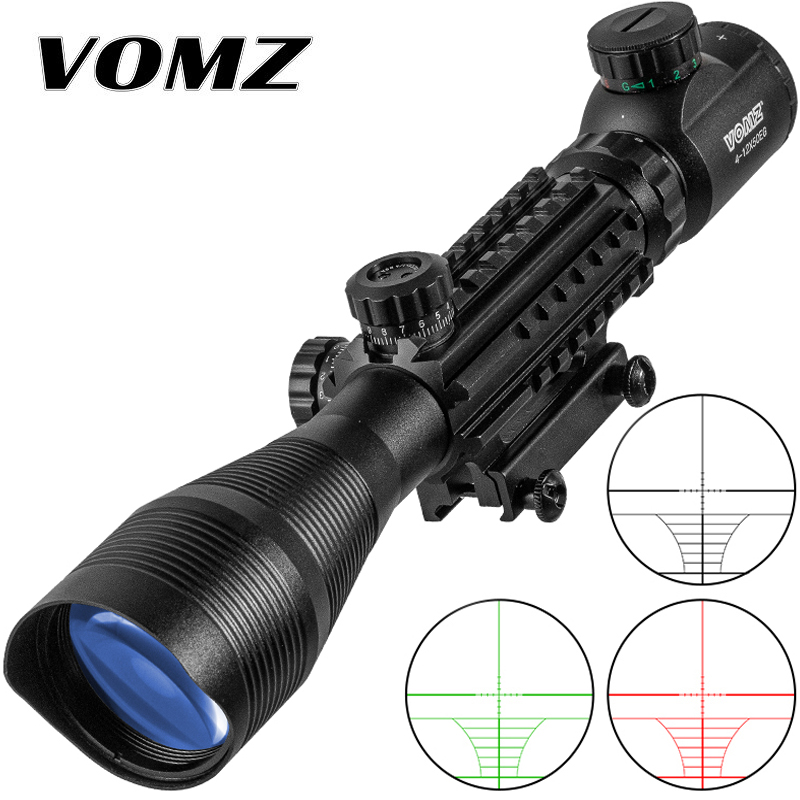 

VOMZ 4-12x50 Hunting Red Green Dot Scope Illuminated Reticle Adjustable Optics Light Scope Slideway 20mm Sight