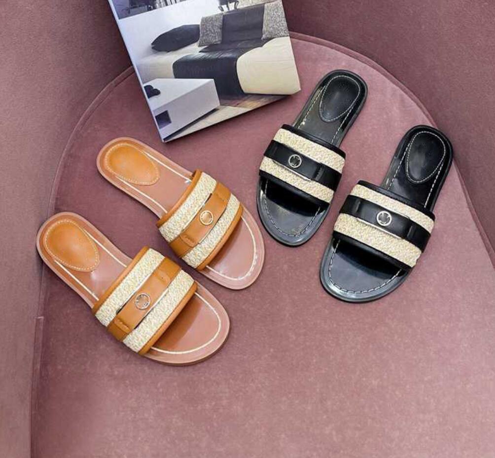 

2023 Lock It Flat Mule Slippers Designer Women Genuine Leather Ladies Dauphine Outdoor Casual Slipper Flip Flops Scuffs Sandals Size 35-42