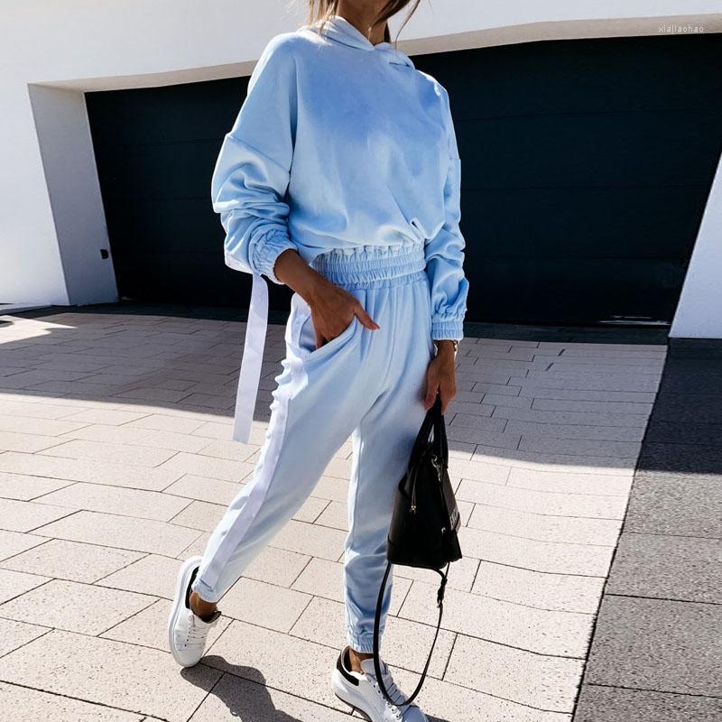 

Women' Two Piece Pants Velvet Comfy Women Suits Loose Elastic Crop Top Long Sets Femme Sleeve Solid Hooded Pullovers Trousers Tracksuits, Black