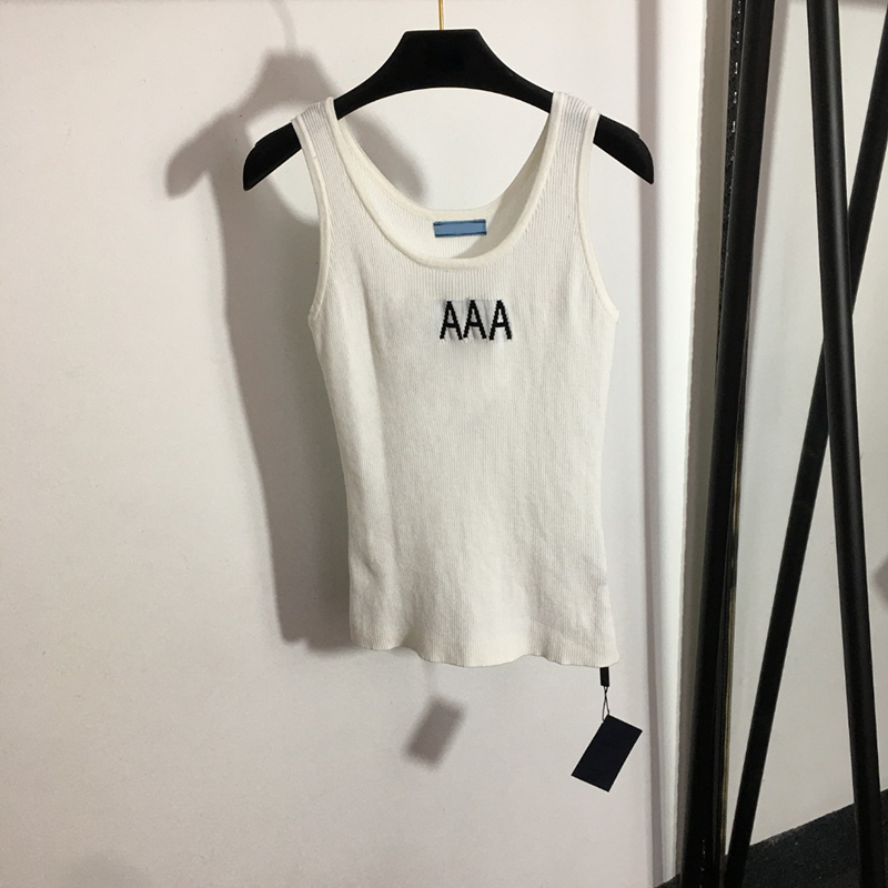 

Fashion Letters Knit Vests 3 Colors Shirts Summer Breathable Girls Camis Trendy Letters Embroidery Tees Sports Tops Clothing, #1
