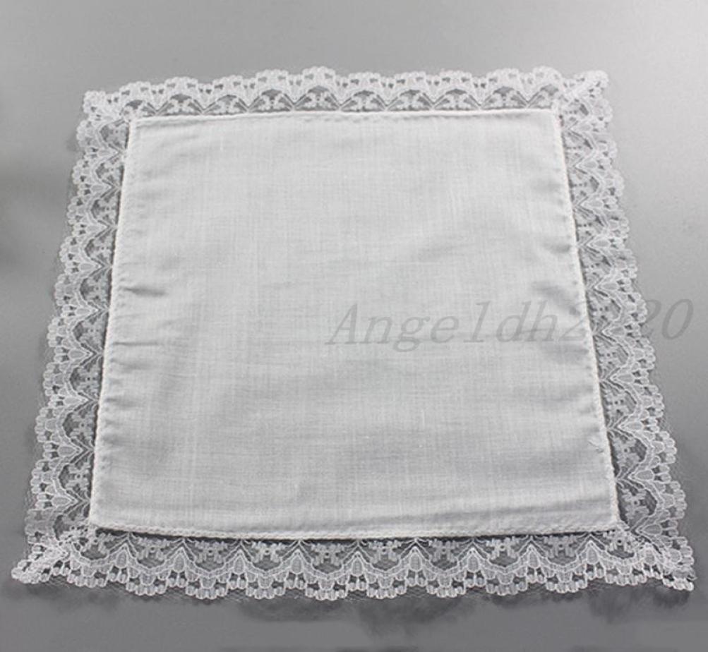 

25cm White Lace Thin Handkerchief 100 Cotton Towel Woman Wedding Gift Party Decoration Cloth Napkin DIY Plain Blank Handkerchief1236428