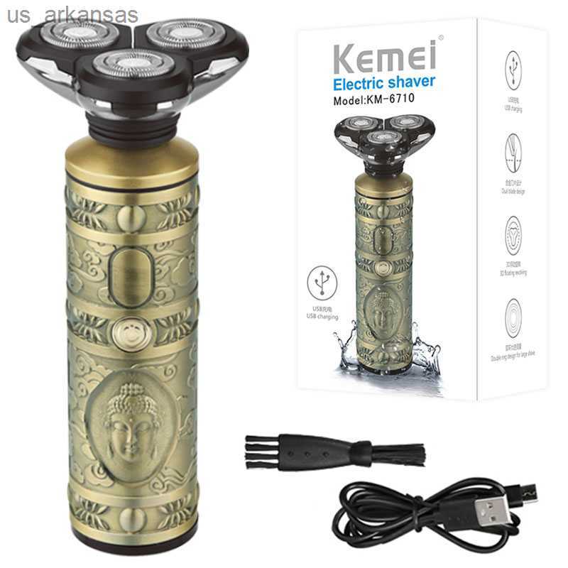 

Kemei 6710 Metal Housing 3D Electric Shaver For Men Wet Dry Beard Bald Head Electric Razor Rechargeable Facial Shaving Machine L230523