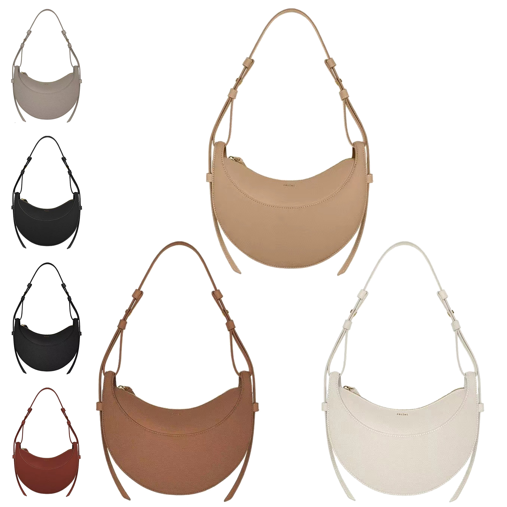 

Womens Polene Numero dix half moon clutch bag Smooth Leather Luxury tote handbags designer underarm bag mens polenes cyme wallet Crossbody Hobo Shoulder duffel bags, Khaki