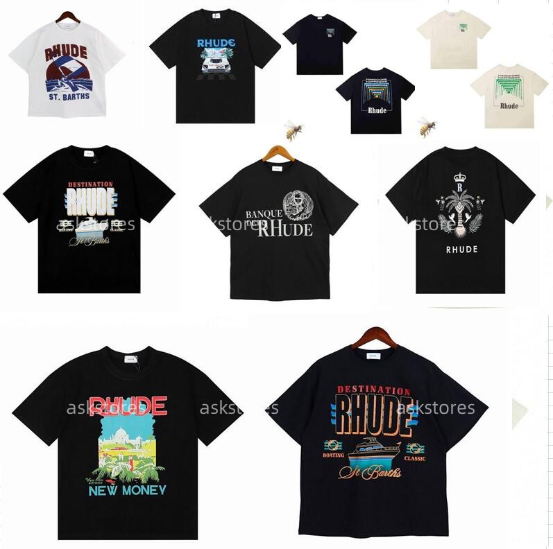 

Rhude t shirt Casual Cotton Men T shirts Summer Street Skateboard Mens T-shirts Men Short Sleeves luxury Brand men T-shirt High Quality shirts US Size S-XXL, Cus111