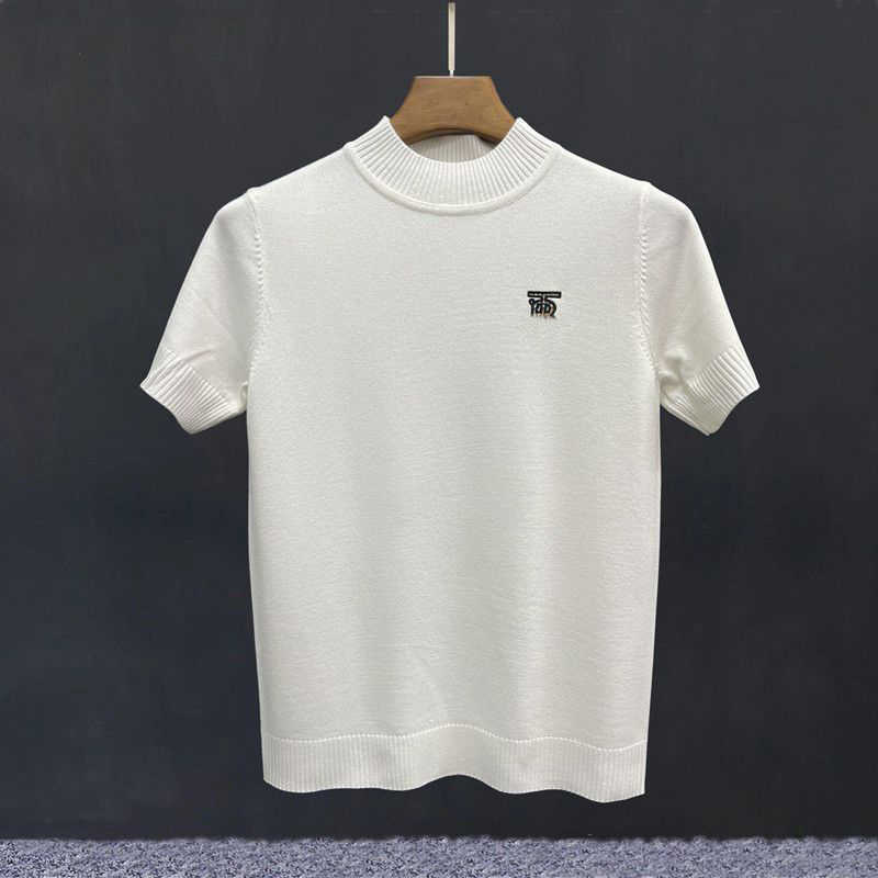 

Burb designer Men's Tees & Polos Tb embroidery knitted t shirt round neck top short sleeved Tshirt men women fashion sweatshirt mens casual tee, White
