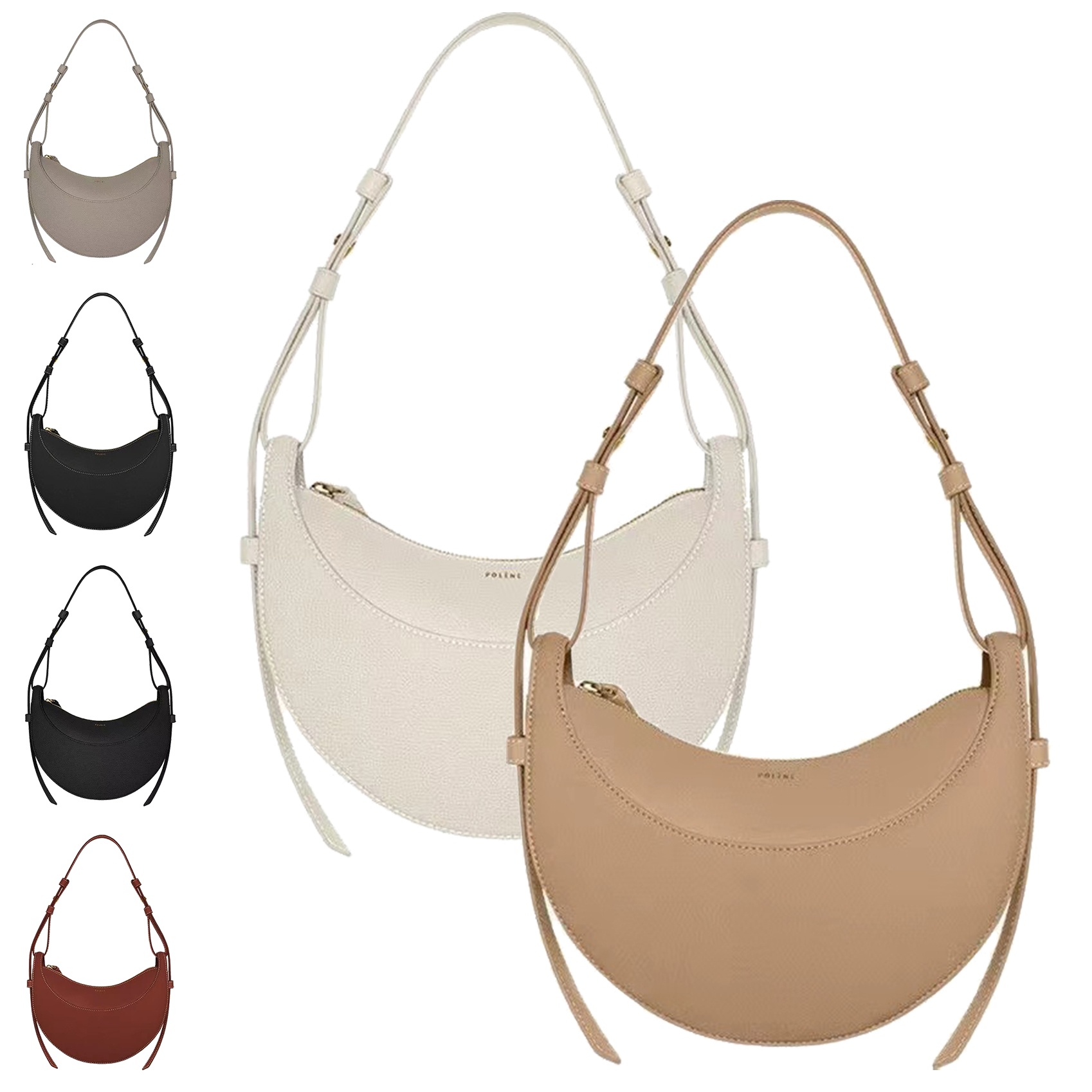 

Womens fashion Polene Numero dix Summer clutch bag Smooth Leather Luxury designer tote half moon hand bag mens polenes cyme gym Cross body Hobo Shoulder luggage bags, Camel lychee pattern