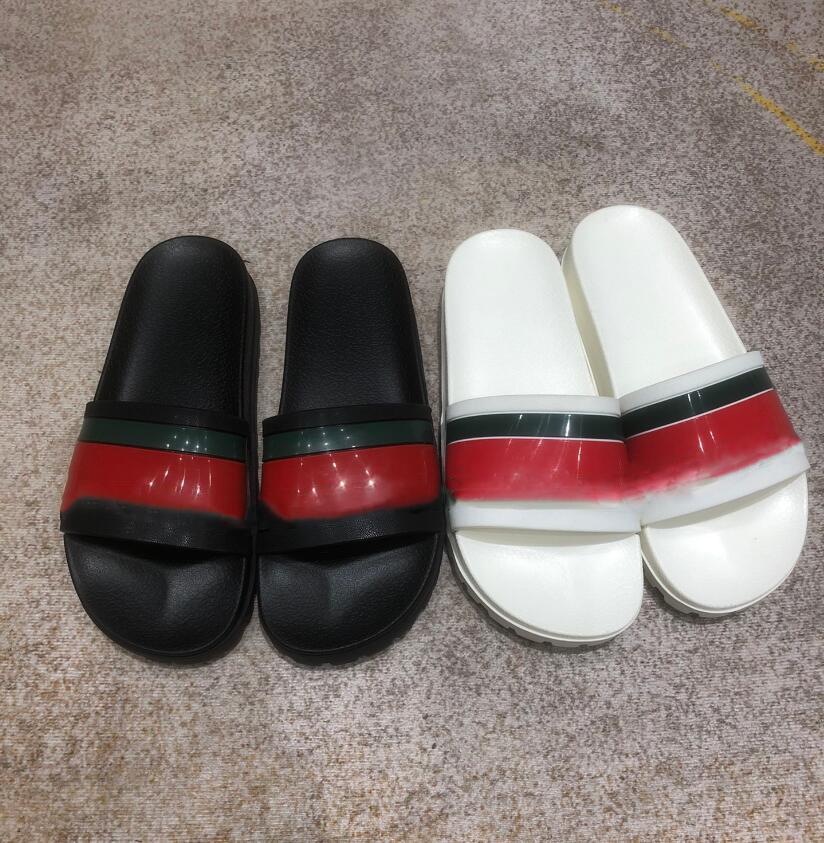 

Luxury Men Web Rubber Slide Slippers Green Red Interlocking G Striped Black Rubber Flat Slides Slip On Buckle Wedge Summer Sandals With Box