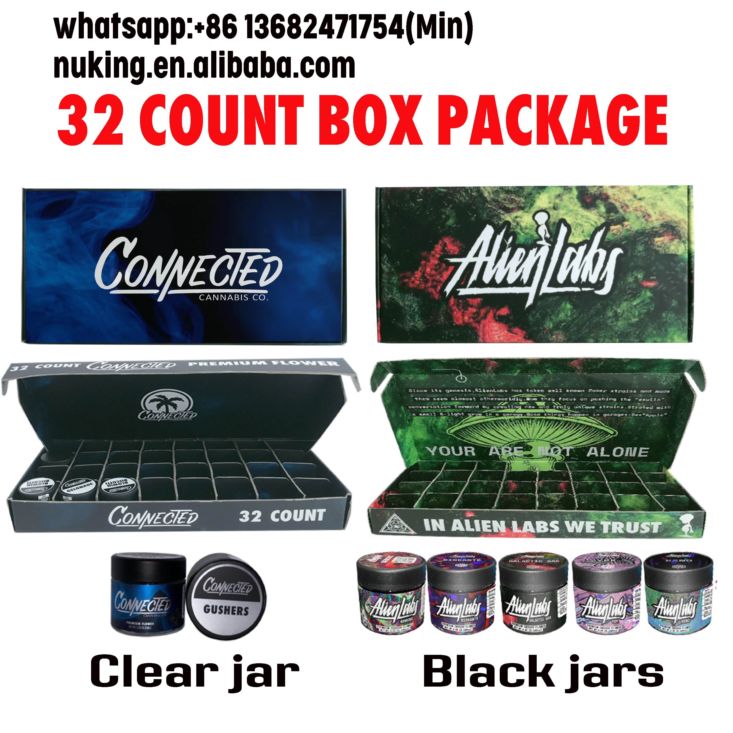 

Empty 32 counts 3.5 grams Flower Alien Labs Connected Black Glass Jar Packaging Alienlabs Stickers 60ml Container Concentrate Monnrock CoOKIES Packs