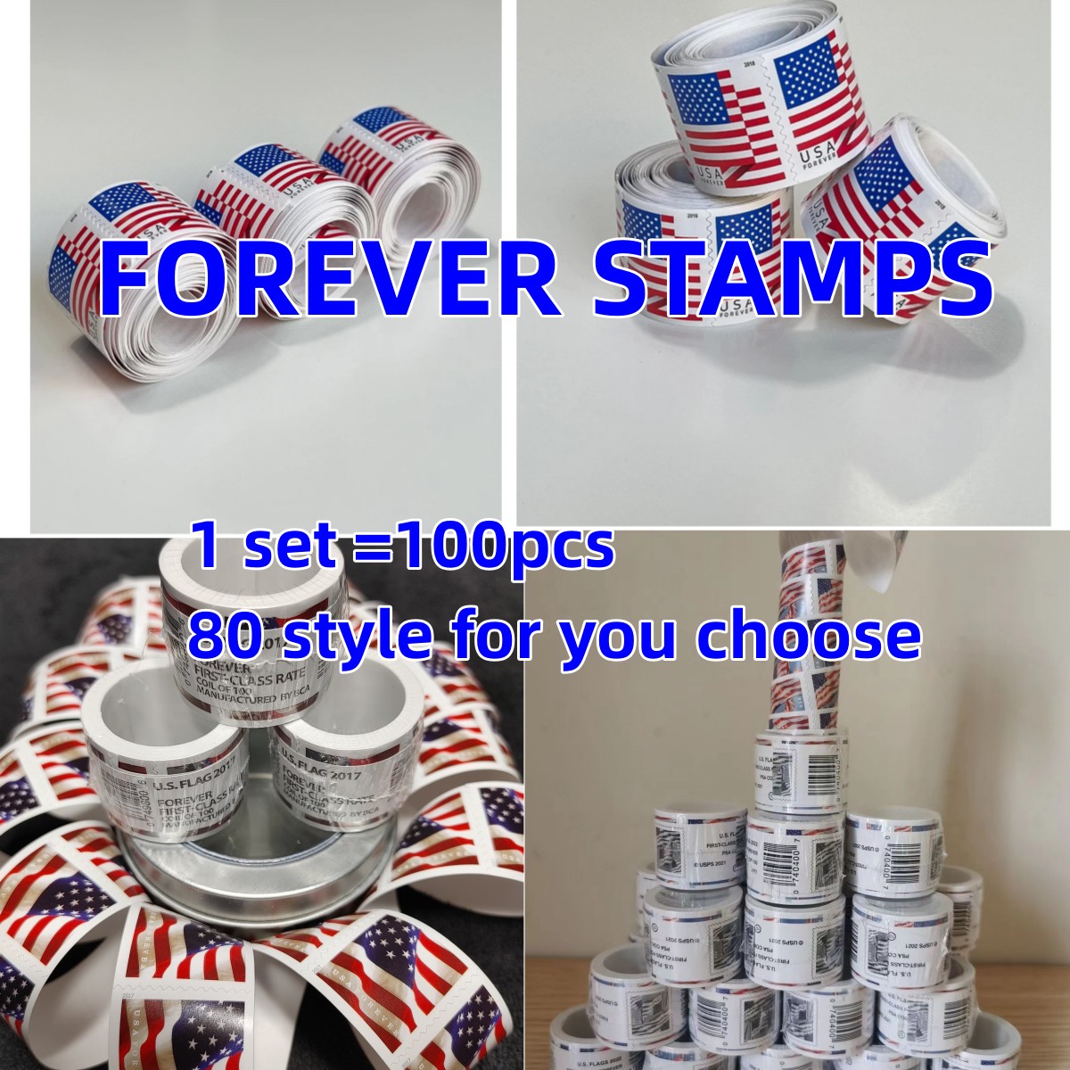 

Love Days FLAG Stamp Party First Class Rate Booklet Pane of Envelopes Letters Postcard 100pcs set Mail Supply