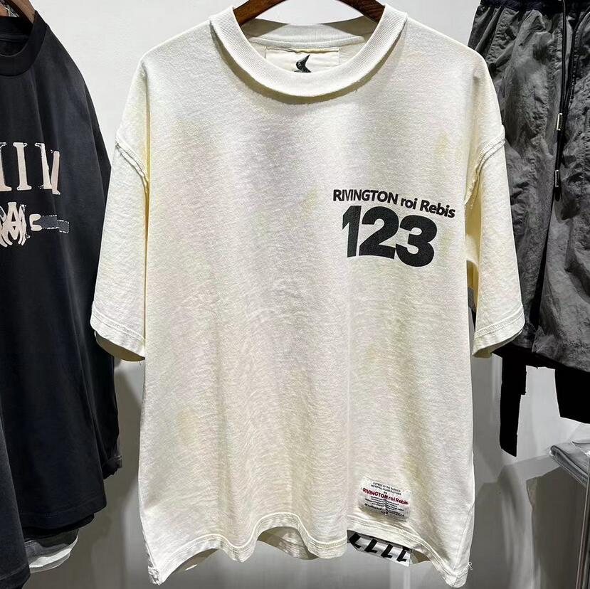 

2023ss Letter Print Oversized T-shirt Casual Vintage Washed Tees Top Woman Clothes Men Clothing, Khaki