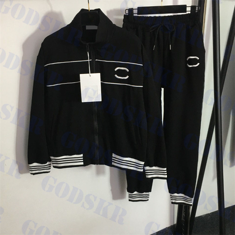 

23 Womens Tracksuits Letter Embroidery Coat Casual Trousers Suit Long Sleeve Zipper Jacket Ladies Sweatshirt Two Colors, 20233710-white