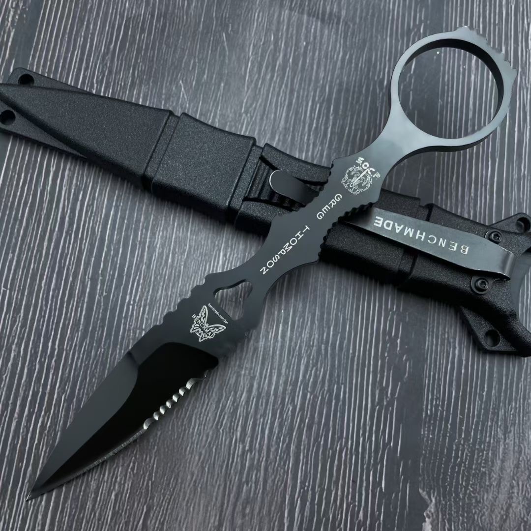 

Benchmade SOCP Fixed Blade Knife (3.22" Black) 176BK, 440C Blade,camping outdoor knives Hiking Self-defense EDC tools