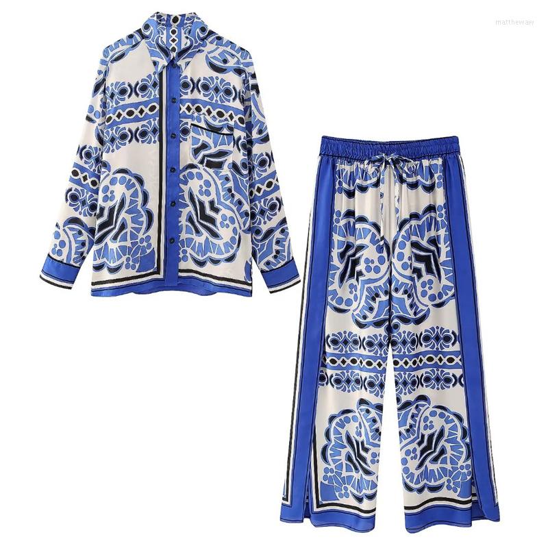 

Women's Two Piece Pants 2023 Women Printed Polo Collar Single Breasted Long Sleeve Shirt Summer Fashion Versatile Comfortable Loose, Picture shown