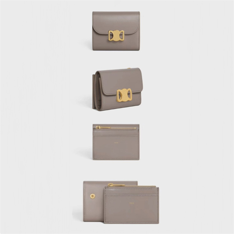 

Fashion Wallet Designer Woman Small Purse Classic Cardholder Triomphe Buckle 2 Pieces Sets Mens Card Holders Short Leather Wallets With Box, Brown+box