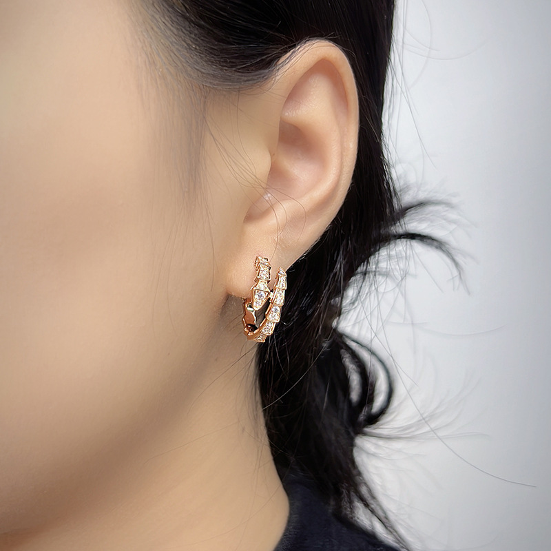 Boucles d'oreilles étalon de la collection de concepteurs de pote 925 Incrustation en argent sterling zircon zircon plaqué or couleur or mince se