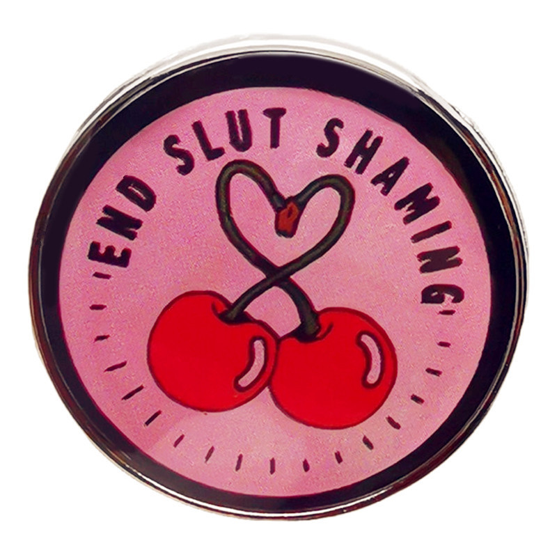 

feminist cherry brooch Cute Anime Movies Games Hard Enamel Pins Collect Metal Cartoon Brooch Backpack Hat Bag Collar Lapel Badges, As picture